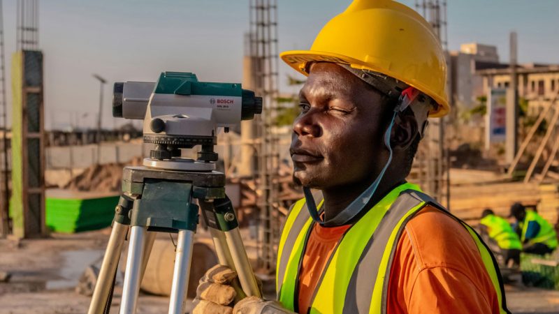Topographie pour bâtiments sur chantier en Afrique de l’Ouest
